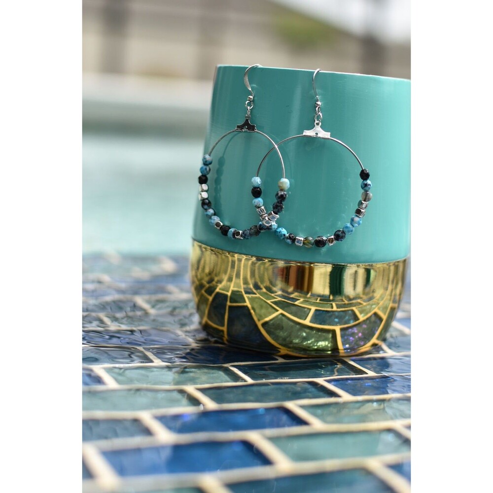 Turquoise Beaded Hop Earrings
